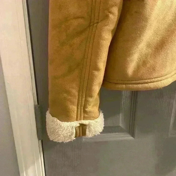 Girls Old Navy faux suede Sherpa lined zippered jacket side pockets NWOT XL (14) - Picture 8 of 13